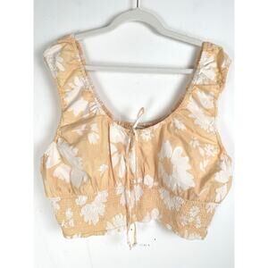 American Eagle Women’s Peach Bohemian Floral Peasant Cottagecore Crop Top XXL